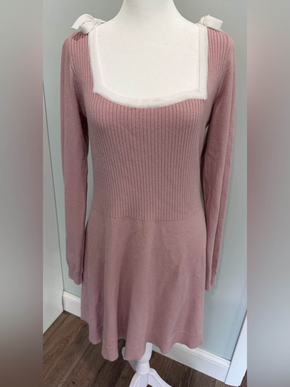 Lulus Perfect Outcome Mauve Pink Long Sleeve Sweater Mini Dress Size Large